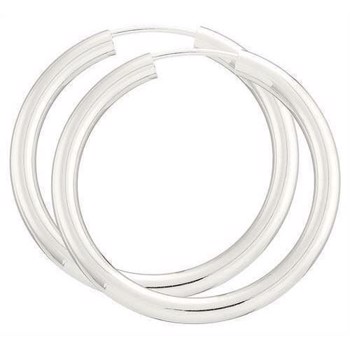 BNH Dame blanke 925 sterling sølv Øre creoler, Ø 30 mm x 3,0 mm
